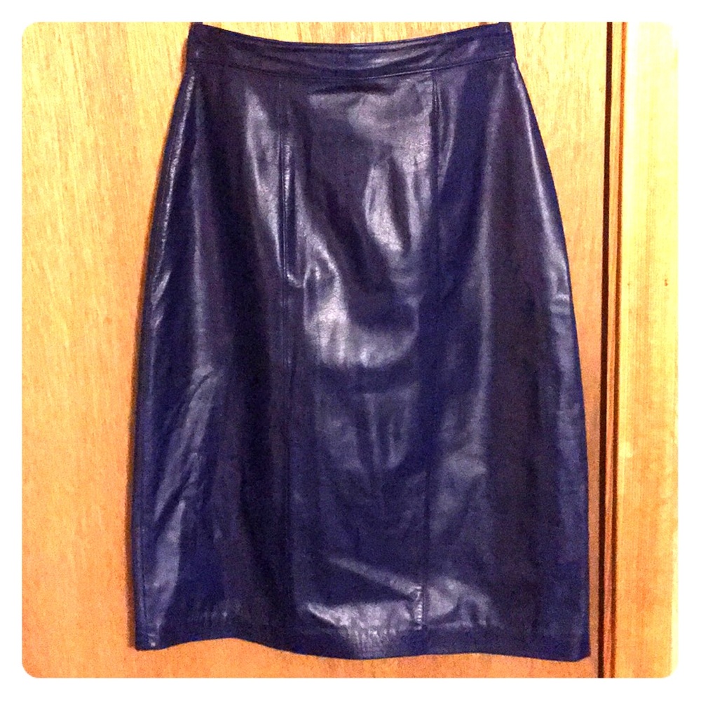 Evan Davies Petites Vintage Leather Pencil Skirt